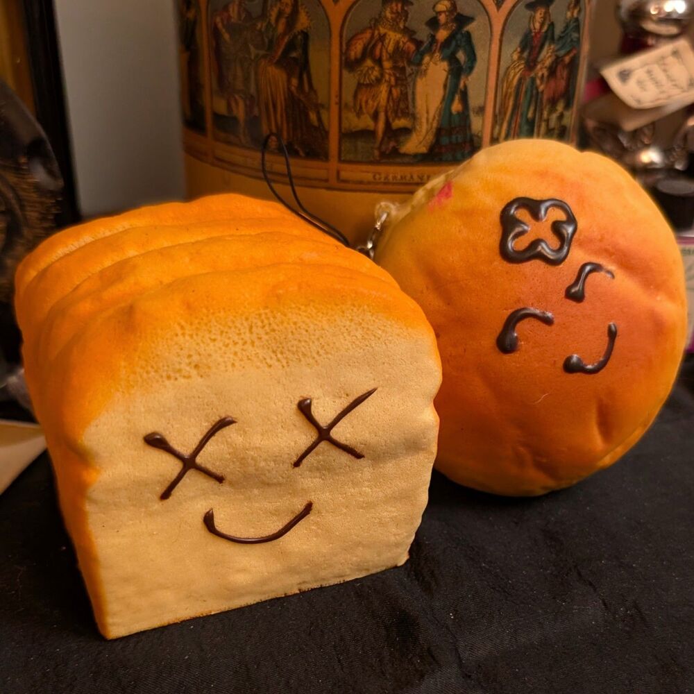 Japanese Bread Bun Squishy Set Phone Holder Keychain